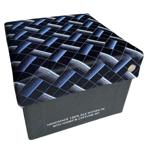 Valerio Garati Tie Handkerchief & Cufflink Men's Boxed Set‎ Handmade Woven Silk - Picture 6 of 8